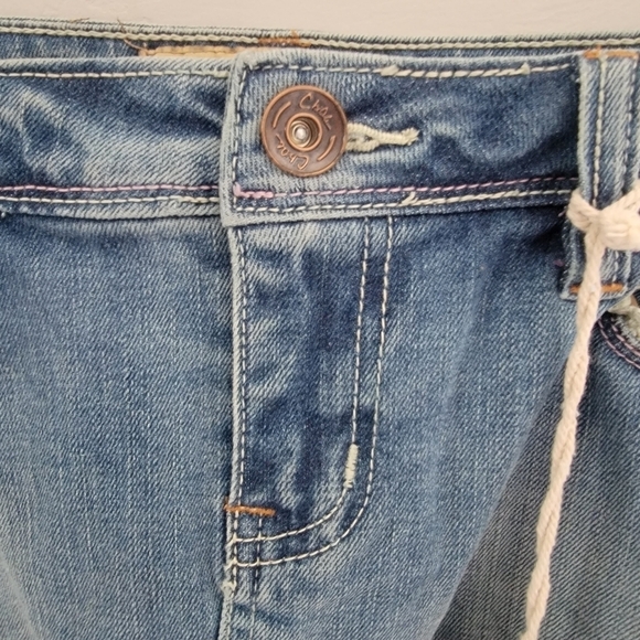 Chiqle Blue Denim Architect Skirt Size M Micro Jean Distressed Slit Zip Women - Picture 10 of 14